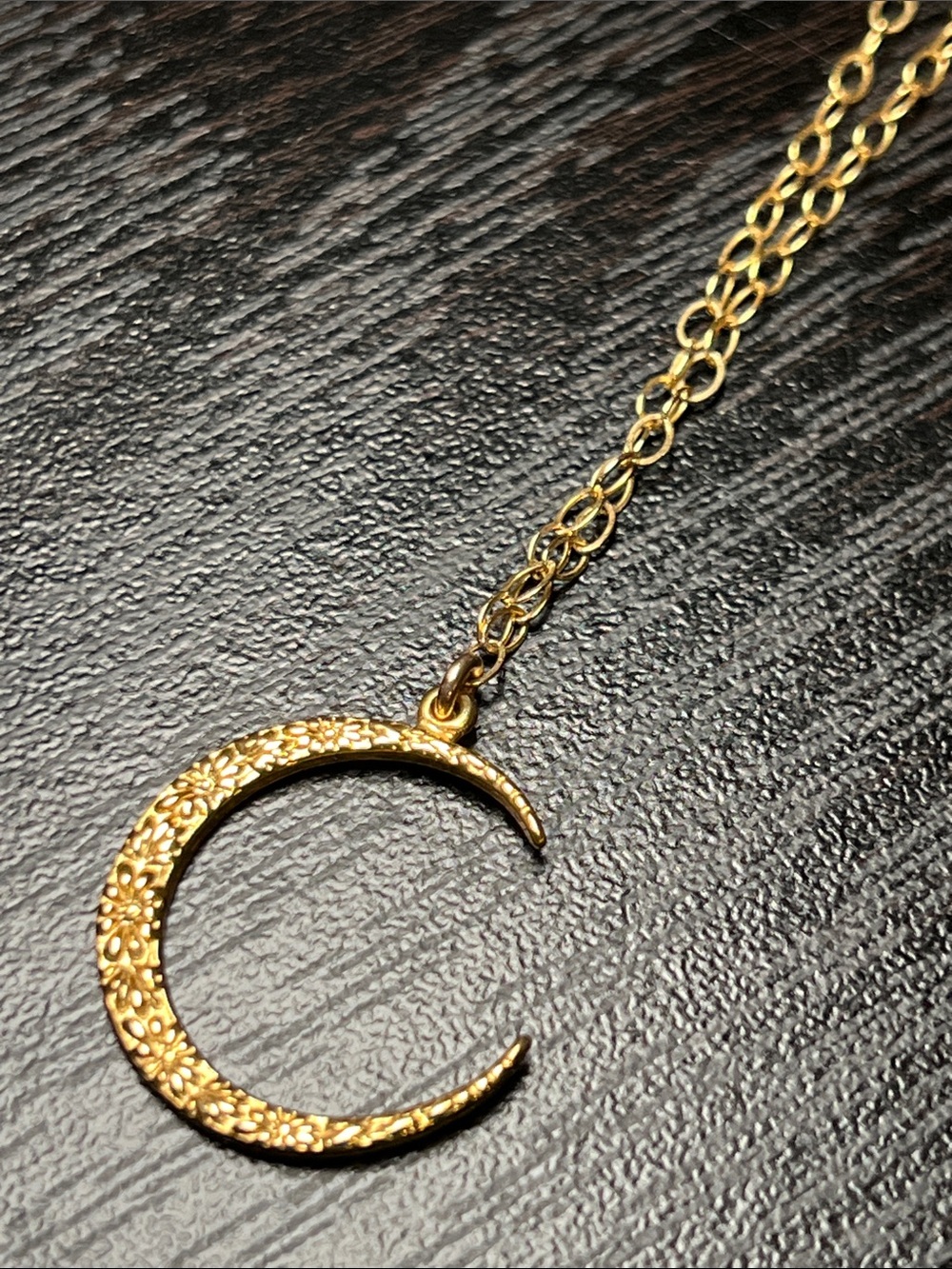Vintage 14k Gold Plated Crescent Moon Pendant Necklace